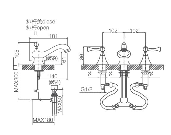 Bản vẽ kỹ thuật vòi chậu Joden Alexander 210A30B1B6