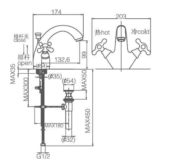 Bản vẽ kỹ thuật vòi chậu Joden Marian 10085057C