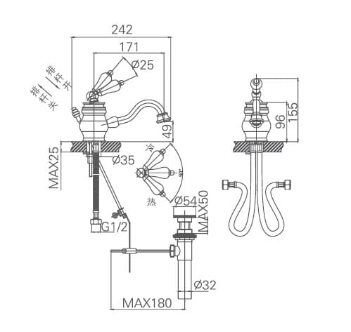 Bản vẽ kỹ thuật vòi chậu Joden Alexander 100K1022B6