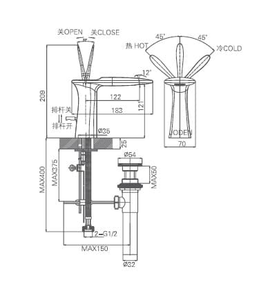 Bản vẽ kỹ thuật vòi chậu Joden 10528639C