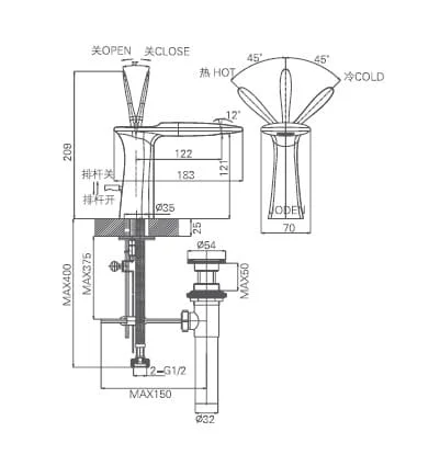 Bản vẽ kỹ thuật vòi chậu Joden 10528639C
