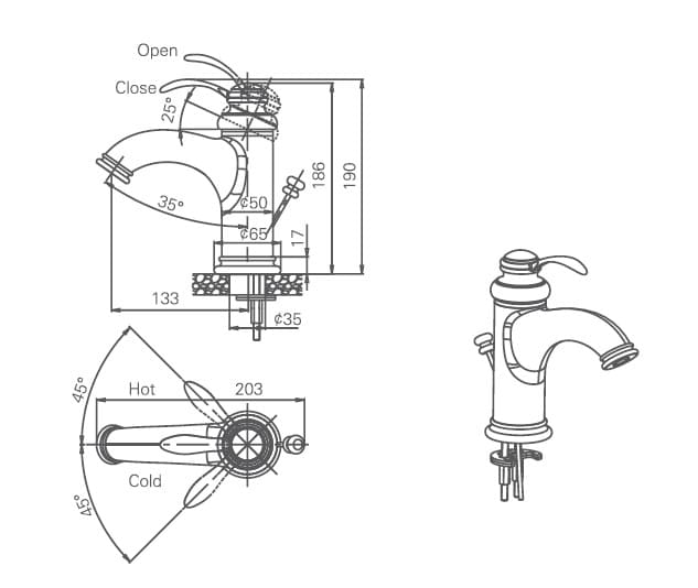 Bản vẽ kỹ thuật vòi chậu Joden Hathaway 105520AEG
