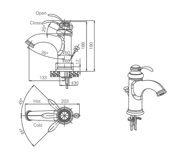 Bản vẽ kỹ thuật vòi chậu Joden Hathaway 105520AEG