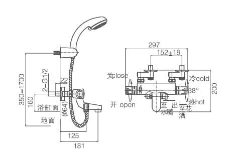 Bản vẽ sen tắm nhiệt độ Joden 61080050C