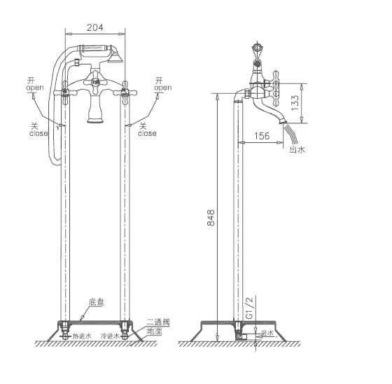 Bản vẽ sen bồn tắm Joden 620J5057C-1