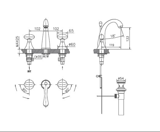Bản vẽ kỹ thuật vòi chậu Joden 21007673C