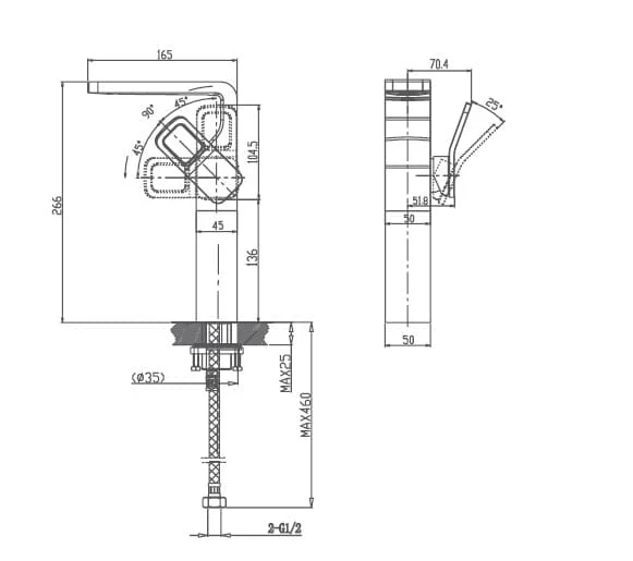 Bản vẽ kỹ thuật vòi chậu Joden Hemmenway 10554381C-L