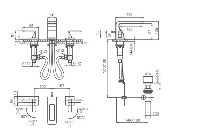 Bản vẽ thống số kỹ thuật vòi Joden Hemmenway 21554381C