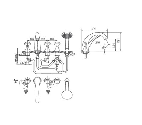 Bản vẽ sen bồn tắm Joden 50007673C