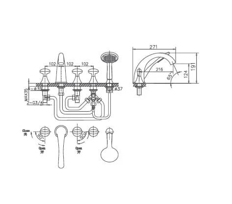 Bản vẽ sen bồn tắm Joden 50007673C