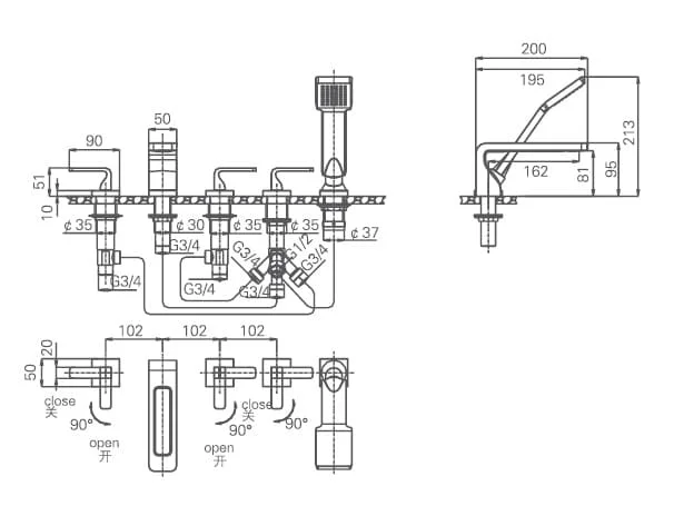 Bản vẽ sen bồn tắm Joden Hemmenway 50554381C