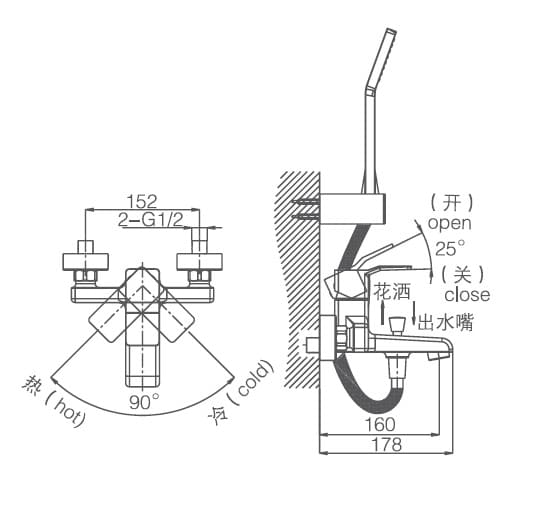 Bản vẽ kỹ thuật sen tắm nóng lạnh Joden 60508335C