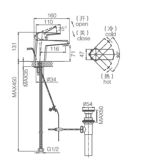Bản vẽ kỹ thuật vòi chậu Joden Benc 1007S07HC