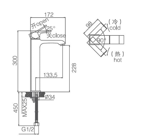 Bản vẽ kỹ thuật vòi chậu Joden Lester 1007W07KC-L