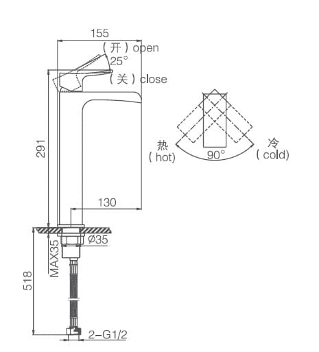 Bản vẽ kỹ thuật vòi chậu Joden Lester 1081807KC-L