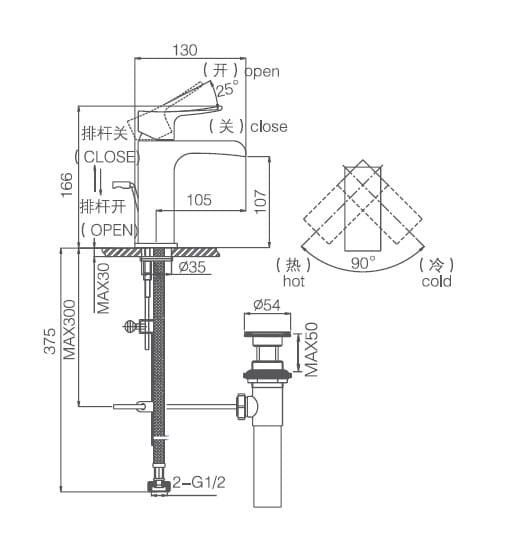 Bản vẽ kỹ thuật vòi chậu Joden Lester 1081807KC