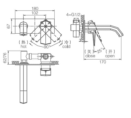 Bản vẽ kỹ thuật vòi chậu Joden Benc 2207S07HC
