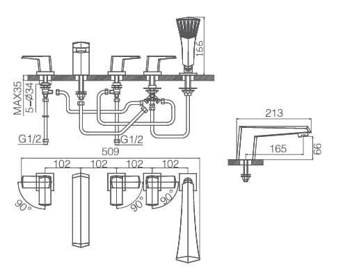 Bản vẽ sen bồn tắm Joden Benc 5007S07HC