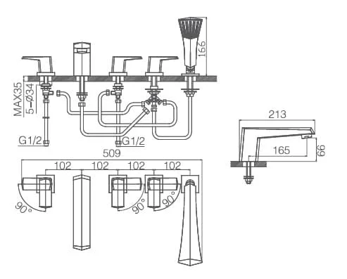 Bản vẽ sen bồn tắm Joden Benc 5007S07HC