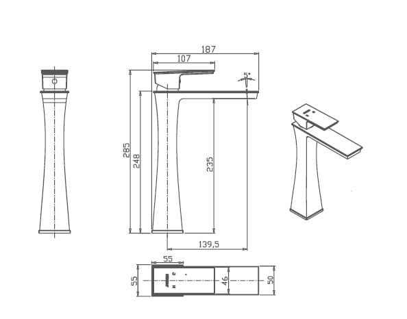 Bản vẽ kỹ thuật vòi chậu Joden Emperor 10555382C-L