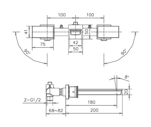 Bản vẽ kỹ thuật vòi chậu Joden Emperor 23555382C