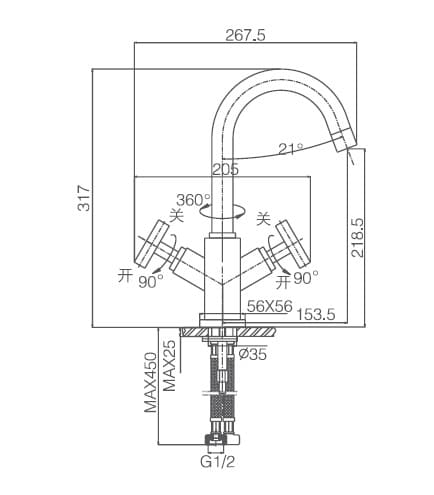 Bản vẽ kỹ thuật vòi chậu Joden Belinda 100K2055C