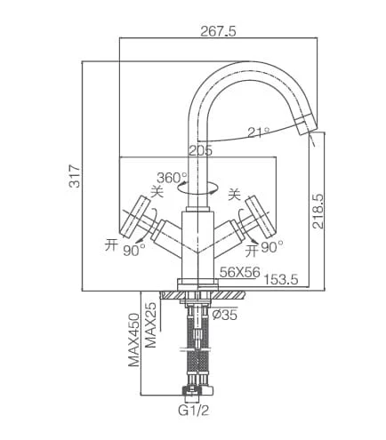 Bản vẽ kỹ thuật vòi chậu Joden Belinda 100K2055C