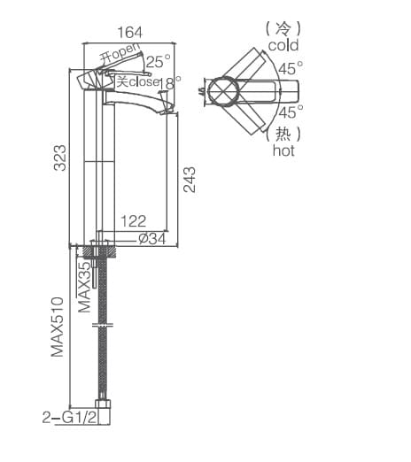 Bản vẽ kỹ thuật vòi chậu Joden Murdo 1009P08UC-L