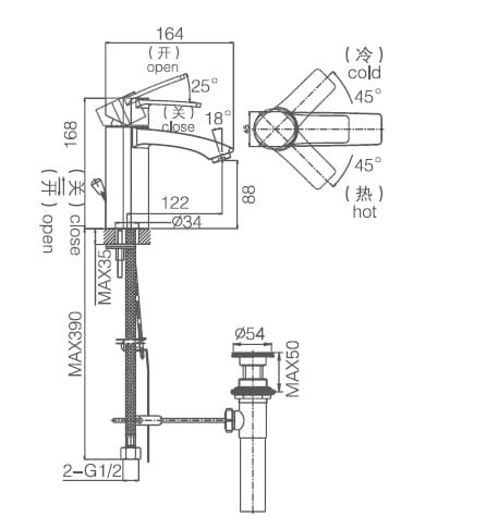 Bản vẽ kỹ thuật vòi chậu Joden Murdo 1009P08UC