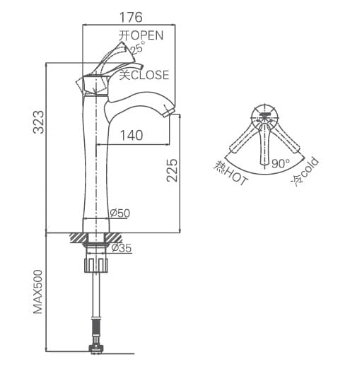 Bản vẽ kỹ thuật vòi chậu Joden Lynn 10509337C-L