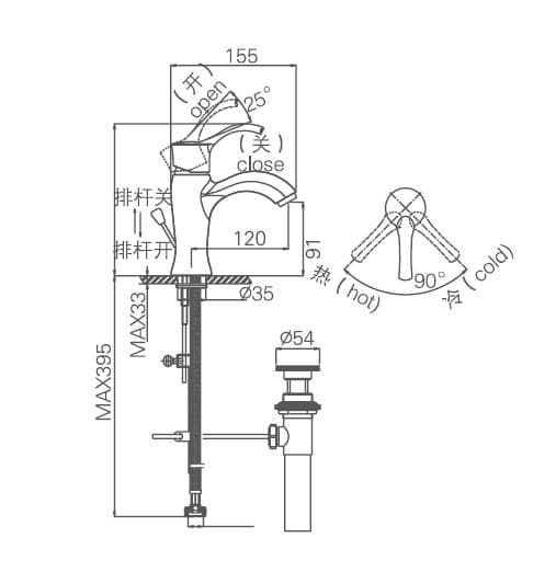 Bản vẽ kỹ thuật vòi chậu Joden Lynn 10509337C-L