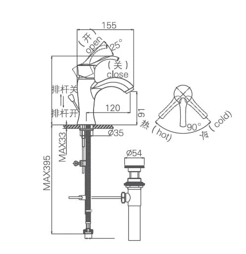 Bản vẽ kỹ thuật vòi chậu Joden Lynn 10509337C-L