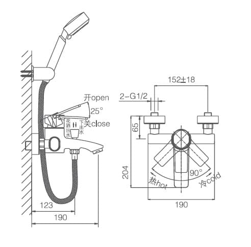 Bản vẽ thông số kỹ thuật sen tắm Joden Murdo 6009P08UC