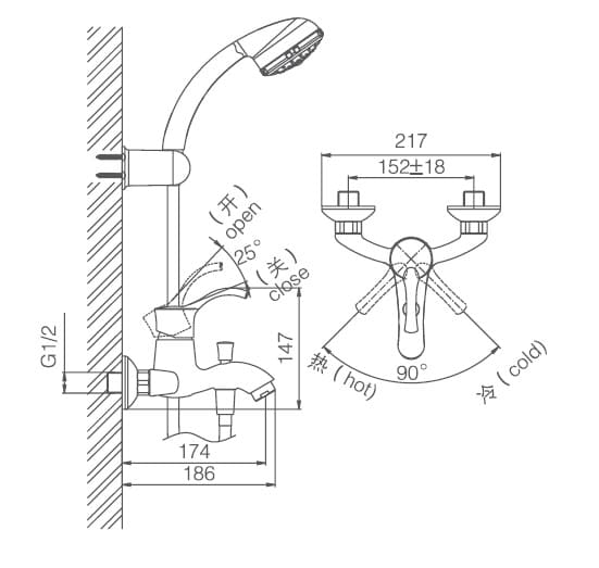 Bản vẽ thông số kỹ thuật sen tắm Joden Lynn 60509337C