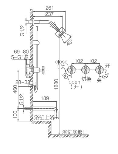 Bản vẽ sen âm tường Joden Belinda 800K2055C