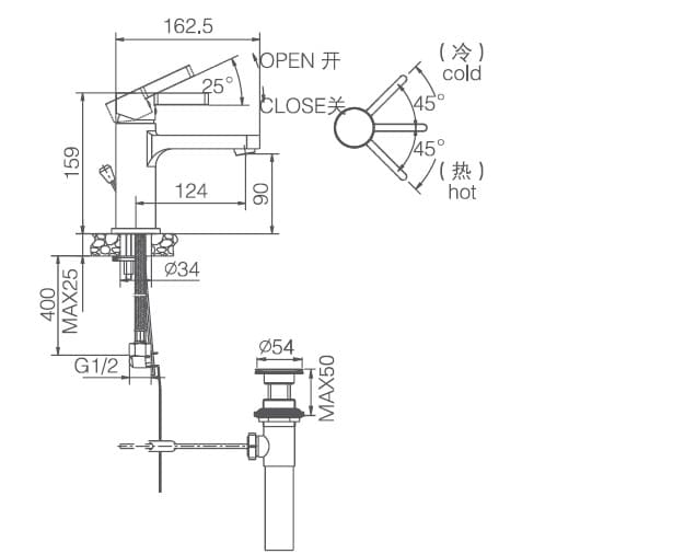 Bản vẽ vòi rửa mặt Joden 1008M08BC-L