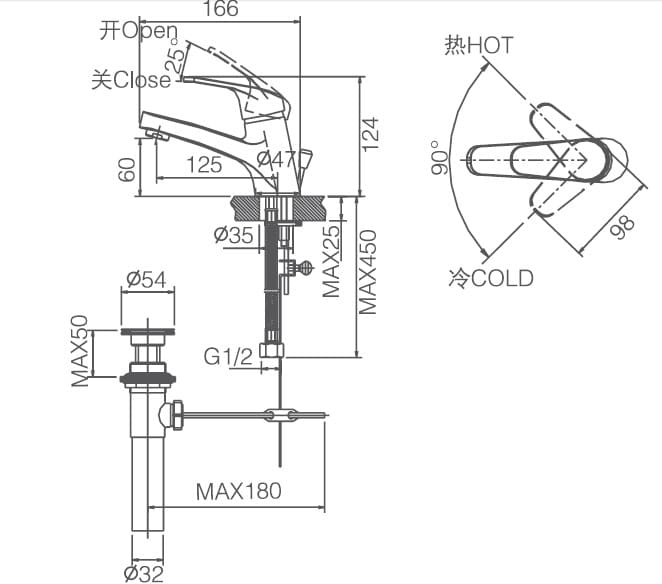 Bản vẽ vòi rửa mặt Joden 100BB305C