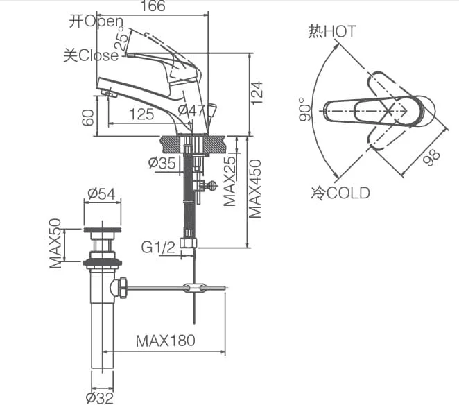 Bản vẽ vòi rửa mặt Joden 100BB305C