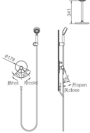 Bản vẽ thông số kỹ thuật sen tắm Joden Allen 8208M08BC