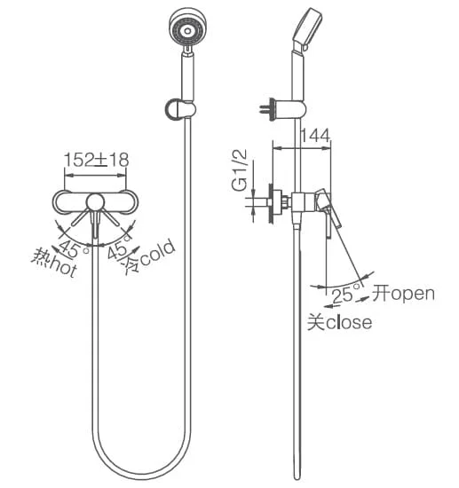 Bản vẽ thông số kỹ thuật sen tắm Joden Allen 9008M08BC