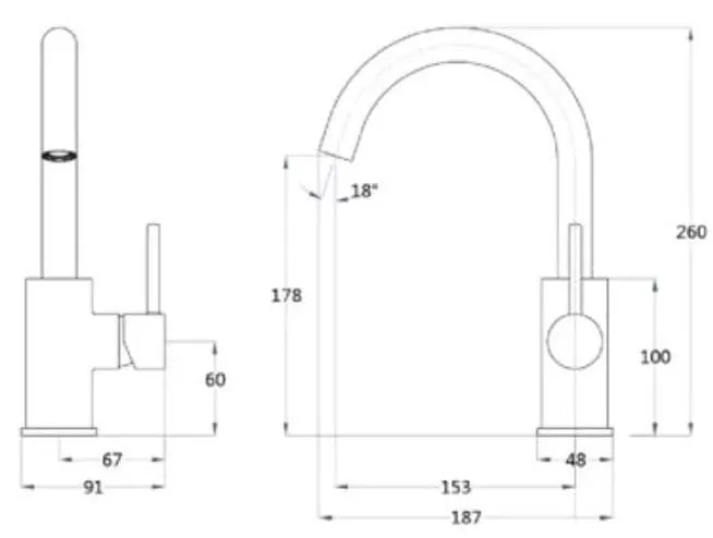 Bản vẽ Vòi Lavabo Nóng Lạnh 1 Chân Caesar B530CU