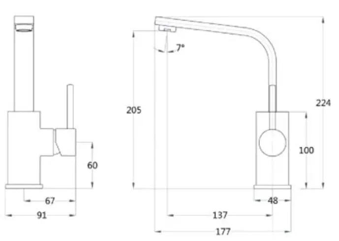 Bản vẽ Vòi Lavabo Nóng Lạnh 1 Chân Caesar B750CU