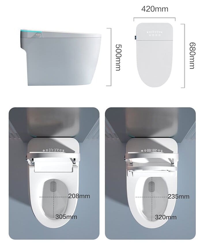 Bản vẽ Bồn Cầu Thông Minh Kazoshi JB-812 Màu Trắng