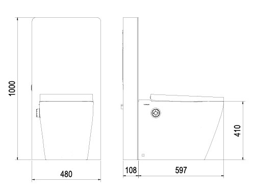 Bản vẽ  Bồn Cầu Điện Tử Đặt Sàn Kính Trắng Viglacera Platinum P.16.321-W