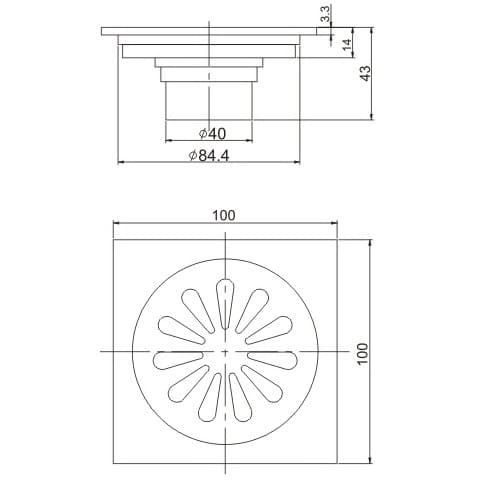 Bản vẽ Phễu thoát sàn Miken MK-1010B
