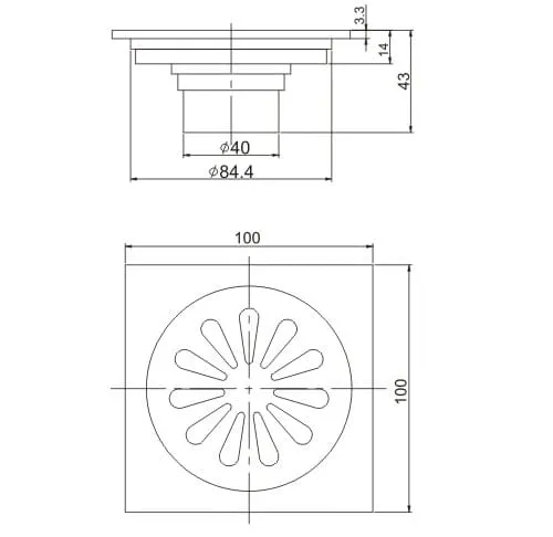 Bản vẽ Phễu thoát sàn Miken MK-1010B