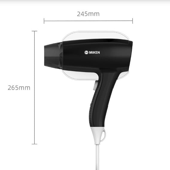 Bản vẽ Máy sấy tóc treo tường màu đen Miken MKT-90297BL