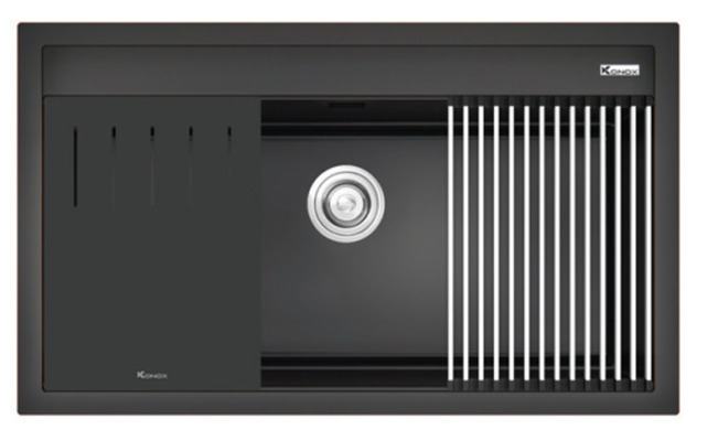 Chậu rửa bát 1 hố màu đen SUS304 Konox Terra 860S