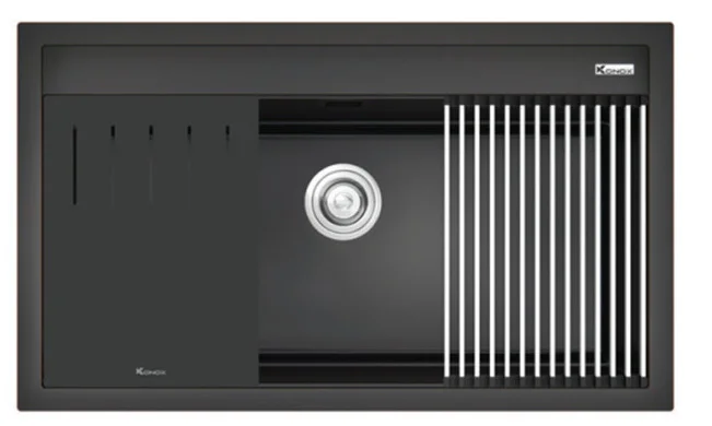 Chậu rửa bát 1 hố màu đen SUS304 Konox Terra 860S