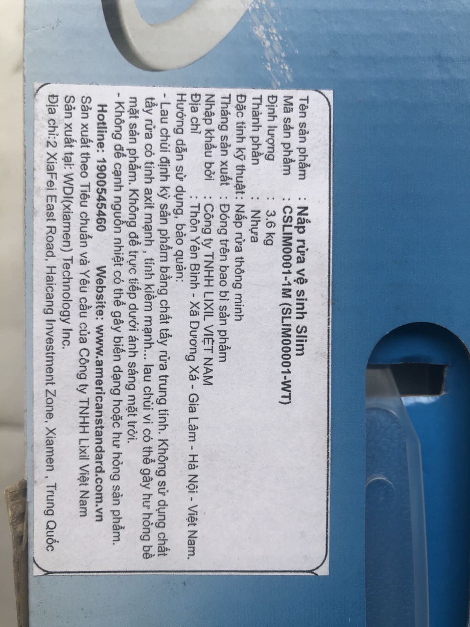 Hình ảnh thực tế nắp rửa cơ American Standard SLIM00001-WT